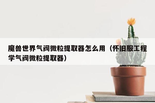 魔兽世界气阀微粒提取器怎么用（怀旧服工程学气阀微粒提取器） 第1张