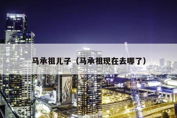 马承祖儿子（马承祖现在去哪了） 第1张
