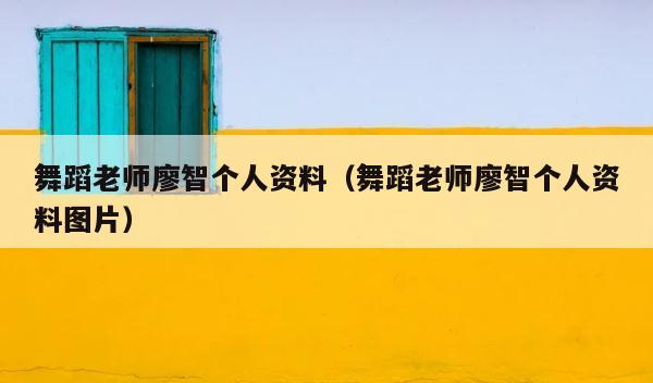 舞蹈老师廖智个人资料（舞蹈老师廖智个人资料图片） 第1张