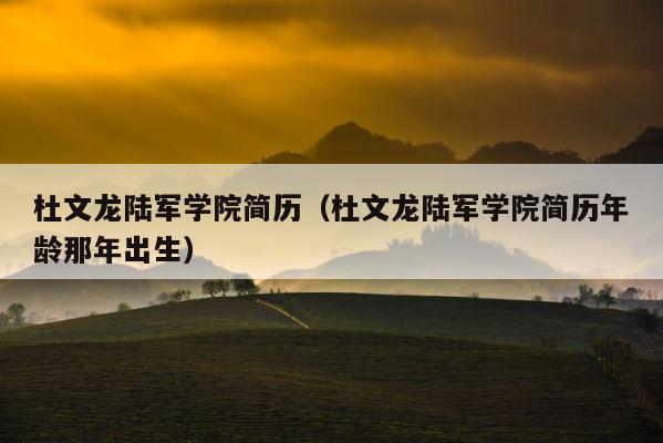 杜文龙陆军学院简历（杜文龙陆军学院简历年龄那年出生） 第1张