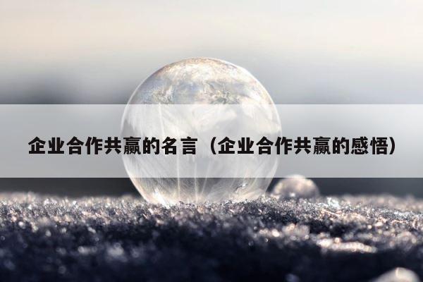企业合作共赢的名言（企业合作共赢的感悟） 第1张