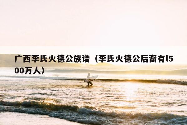 广西李氏火德公族谱（李氏火德公后裔有l500万人） 第1张