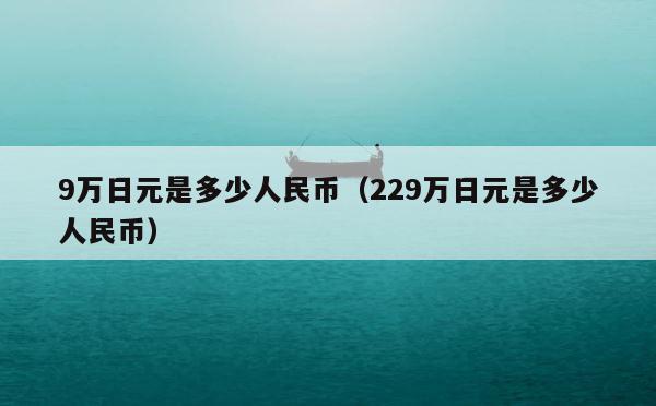 9万日元是多少人民币（229万日元是多少人民币） 第1张