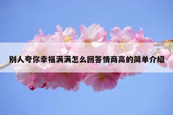 别人夸你幸福满满怎么回答情商高的简单介绍 第1张