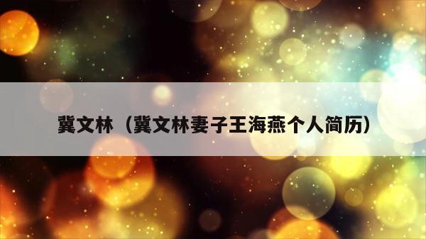 冀文林（冀文林妻子王海燕个人简历） 第1张