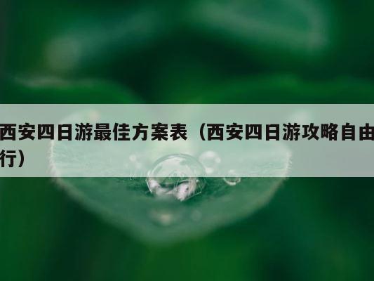 西安四日游最佳方案表（西安四日游攻略自由行） 第1张