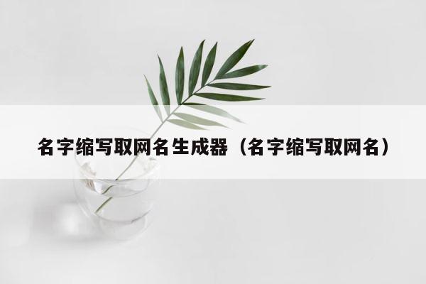 名字缩写取网名生成器（名字缩写取网名） 第1张