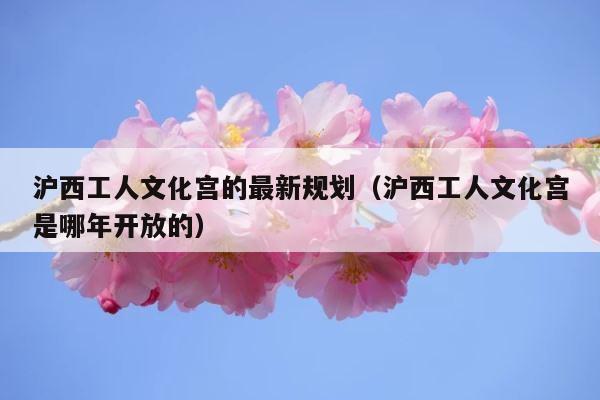 沪西工人文化宫的最新规划（沪西工人文化宫是哪年开放的） 第1张