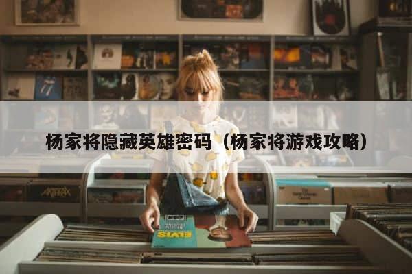 杨家将隐藏英雄密码（杨家将游戏攻略） 第1张