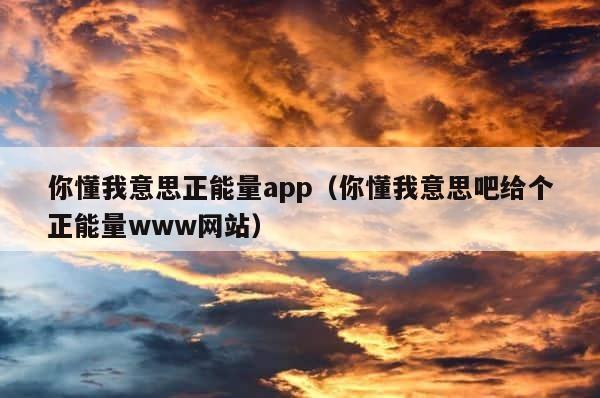 你懂我意思正能量app（你懂我意思吧给个正能量www网站） 第1张