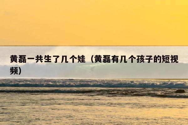 黄磊一共生了几个娃（黄磊有几个孩子的短视频） 第1张