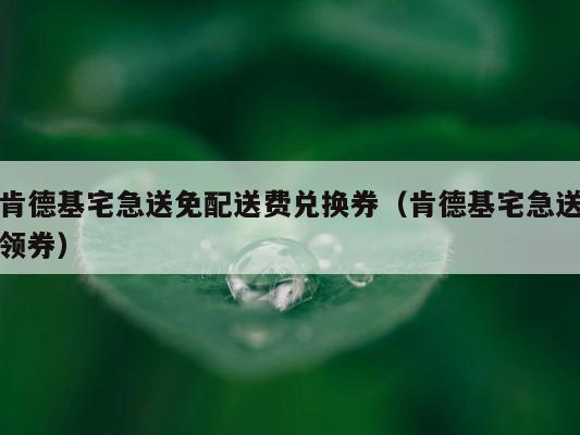 肯德基宅急送免配送费兑换券（肯德基宅急送领券） 第1张