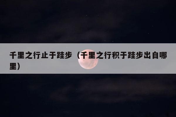 千里之行止于跬步（千里之行积于跬步出自哪里） 第1张