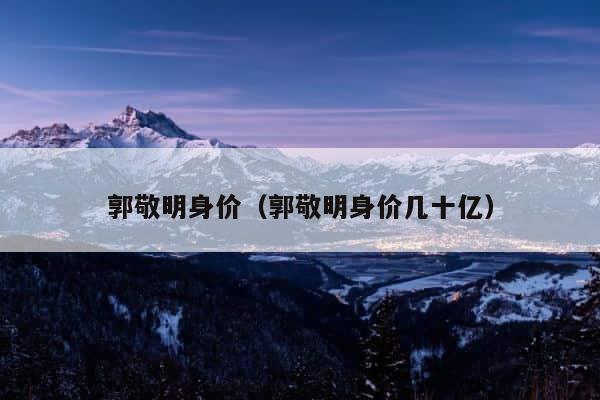 郭敬明身价（郭敬明身价几十亿） 第1张