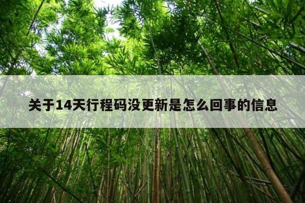 关于14天行程码没更新是怎么回事的信息 第1张