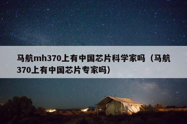 马航mh370上有中国芯片科学家吗（马航370上有中国芯片专家吗） 第1张