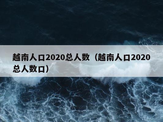 越南人口2020总人数（越南人口2020总人数口） 第1张