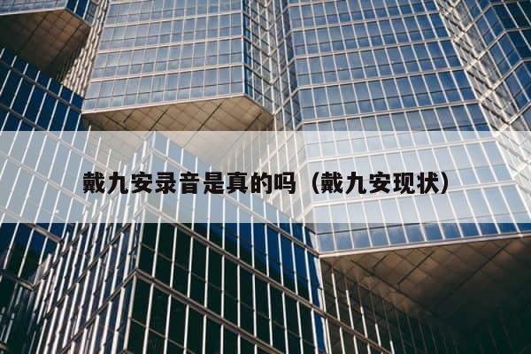 戴九安录音是真的吗（戴九安现状） 第1张