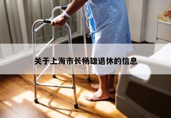 关于上海市长杨雄退休的信息 第1张