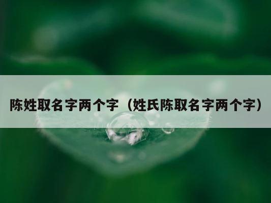 陈姓取名字两个字（姓氏陈取名字两个字） 第1张
