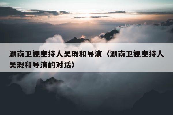 湖南卫视主持人吴瑕和导演（湖南卫视主持人吴瑕和导演的对话） 第1张