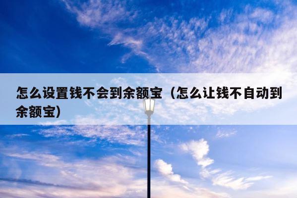 怎么设置钱不会到余额宝（怎么让钱不自动到余额宝） 第1张
