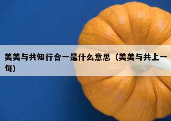 美美与共知行合一是什么意思（美美与共上一句） 第1张