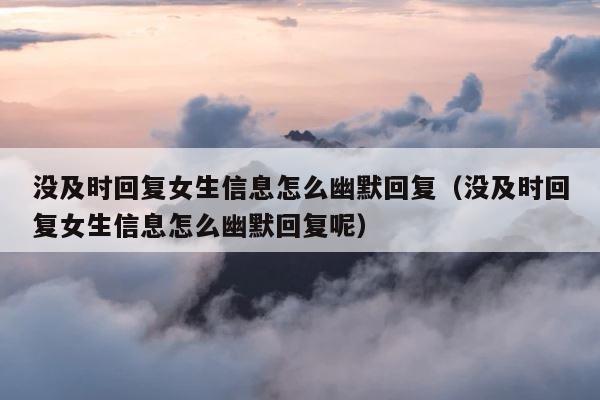 没及时回复女生信息怎么幽默回复（没及时回复女生信息怎么幽默回复呢） 第1张