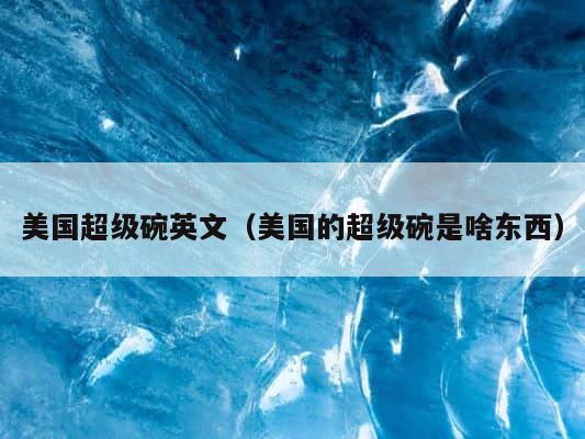 美国超级碗英文（美国的超级碗是啥东西） 第1张