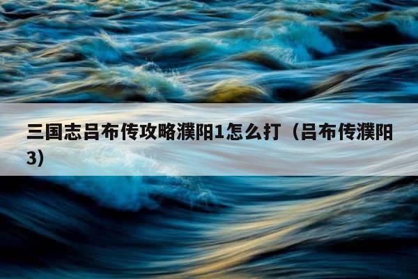 三国志吕布传攻略濮阳1怎么打（吕布传濮阳3） 第1张