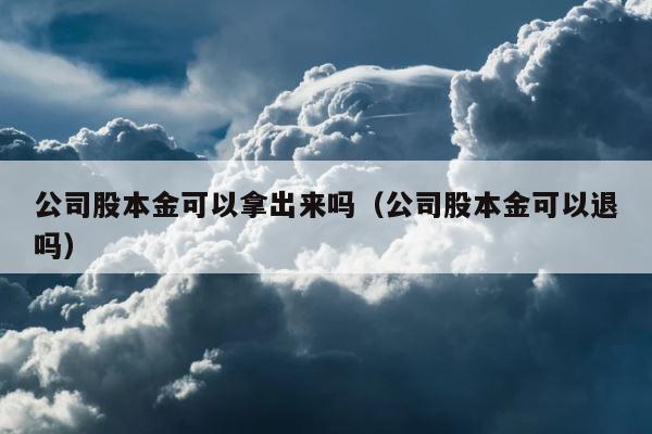 公司股本金可以拿出来吗（公司股本金可以退吗） 第1张