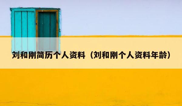 刘和刚简历个人资料（刘和刚个人资料年龄） 第1张