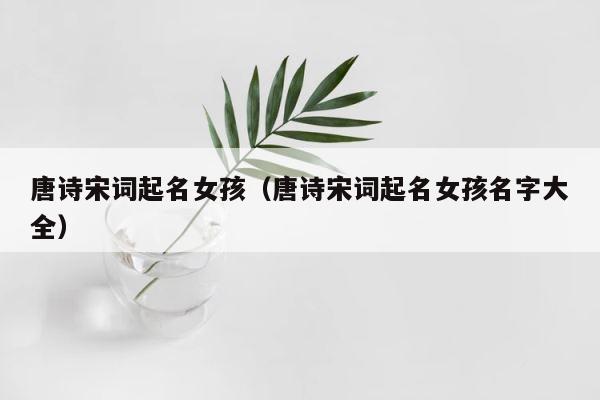 唐诗宋词起名女孩（唐诗宋词起名女孩名字大全） 第1张