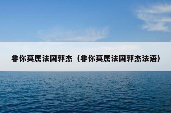 非你莫属法国郭杰（非你莫属法国郭杰法语） 第1张