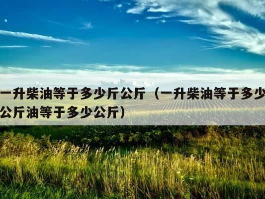 一升柴油等于多少斤公斤（一升柴油等于多少公斤油等于多少公斤） 第1张