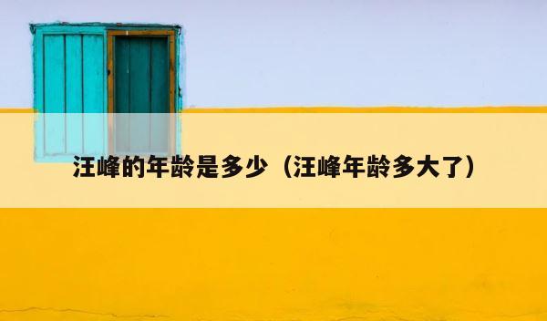 汪峰的年龄是多少（汪峰年龄多大了） 第1张
