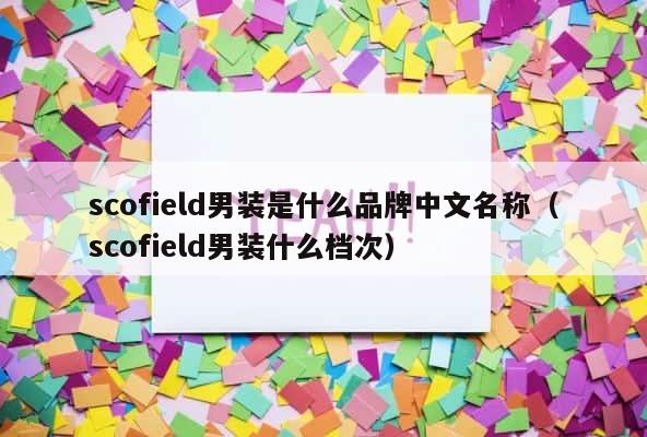 scofield男装是什么品牌中文名称（scofield男装什么档次） 第1张