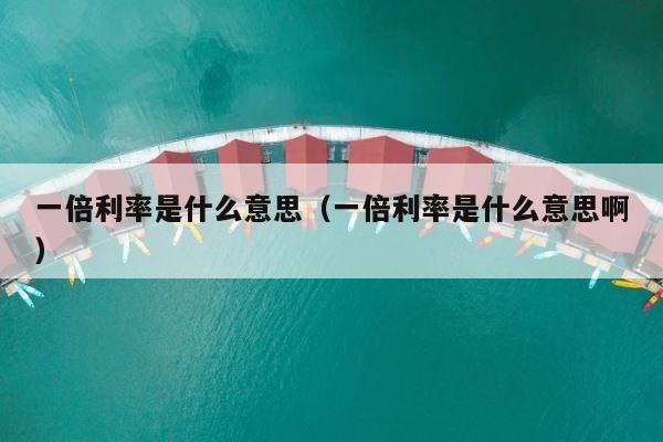 一倍利率是什么意思（一倍利率是什么意思啊） 第1张