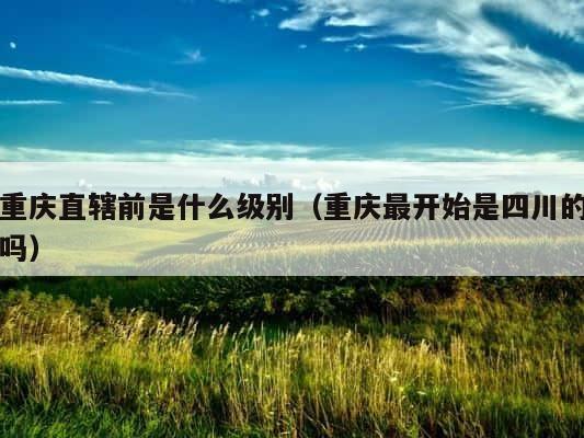 重庆直辖前是什么级别（重庆最开始是四川的吗） 第1张