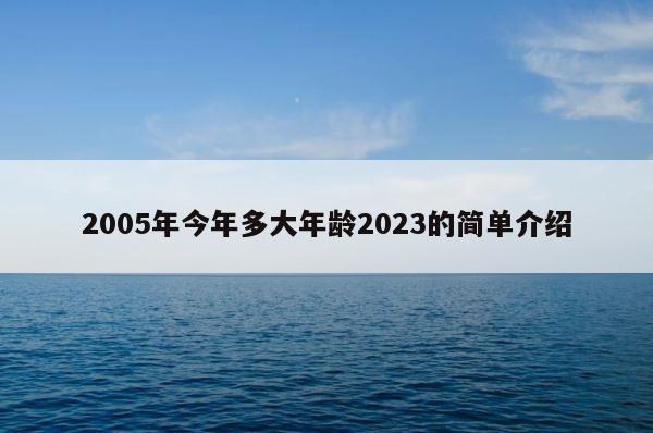 2005年今年多大年龄2023的简单介绍 第1张