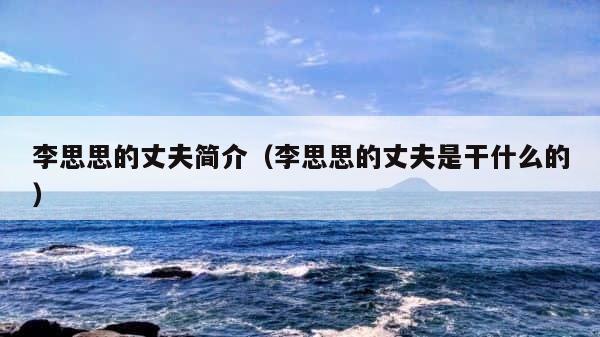 李思思的丈夫简介（李思思的丈夫是干什么的） 第1张
