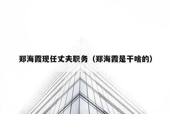 郑海霞现任丈夫职务（郑海霞是干啥的） 第1张