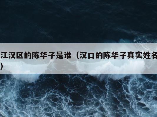 江汉区的陈华子是谁（汉口的陈华子真实姓名） 第1张