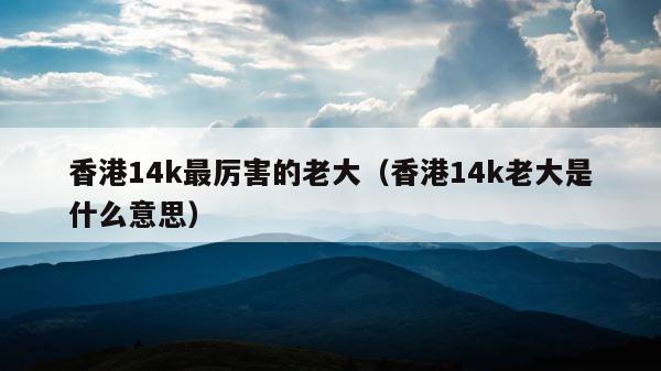香港14k最厉害的老大（香港14k老大是什么意思） 第1张
