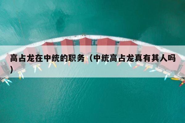 高占龙在中统的职务（中统高占龙真有其人吗） 第1张