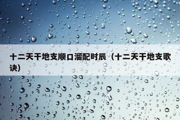 十二天干地支顺口溜配时辰（十二天干地支歌诀） 第1张