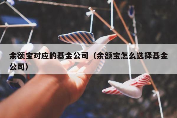 余额宝对应的基金公司（余额宝怎么选择基金公司） 第1张