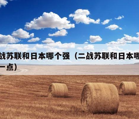 二战苏联和日本哪个强（二战苏联和日本哪个强一点） 第1张