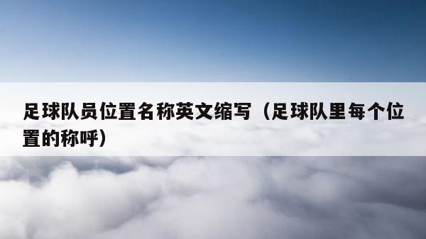 足球队员位置名称英文缩写（足球队里每个位置的称呼） 第1张
