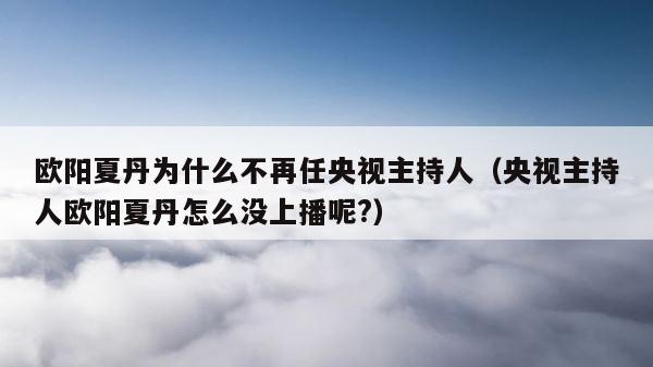 欧阳夏丹为什么不再任央视主持人（央视主持人欧阳夏丹怎么没上播呢?） 第1张